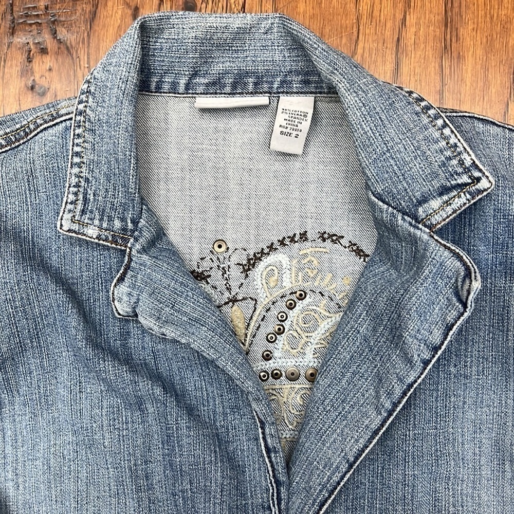 Chicos platinum bedazzled denim jacket - Picture 6 of 9